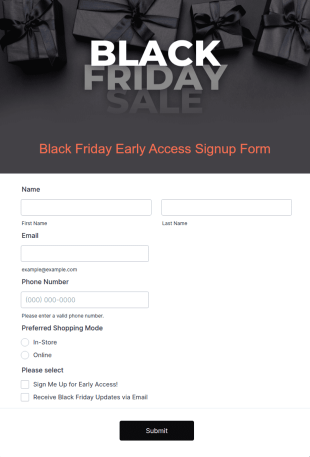 Black Friday Early Access Signup Form Template