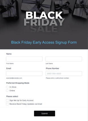 Black Friday Early Access Signup Form Template