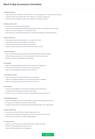 Black Friday Ecommerce Checkliste Form Template