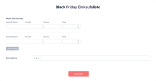 Black Friday Einkaufsliste Form Template