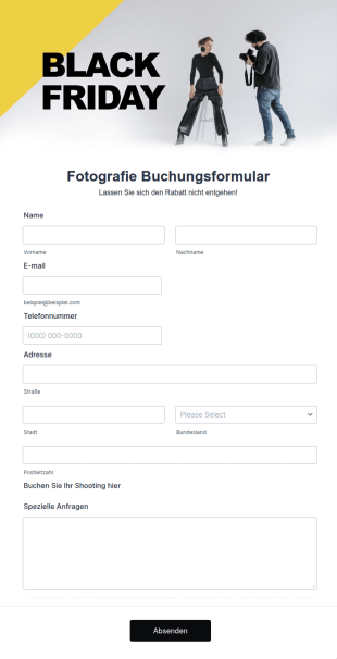 Black Friday Fotografie Buchungsformular