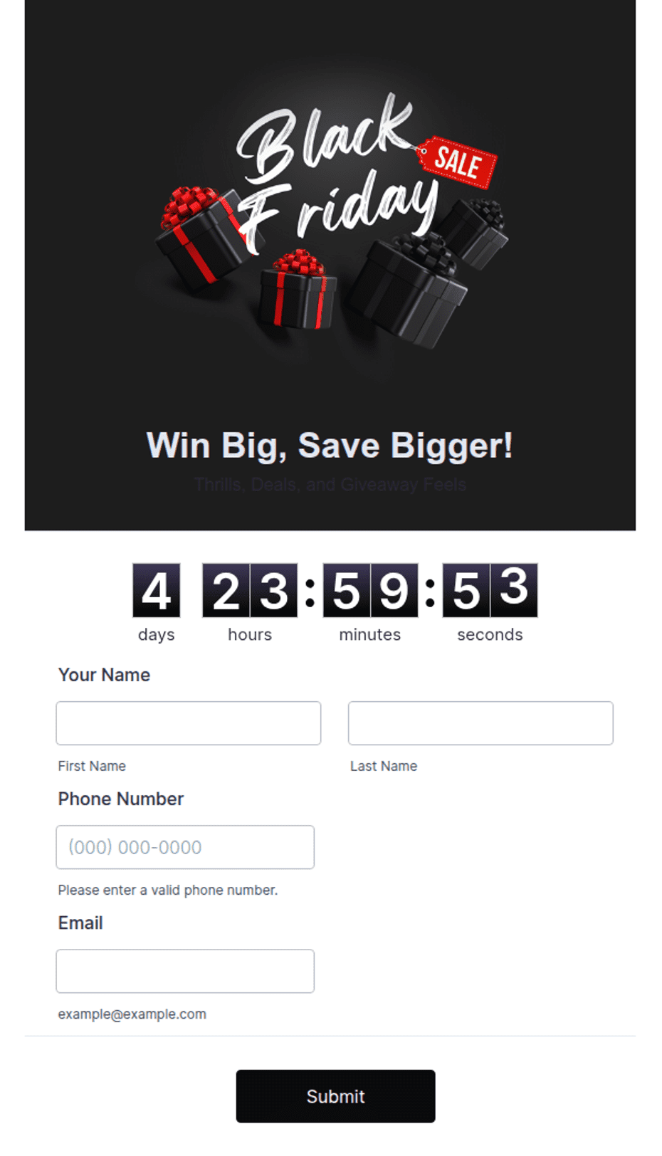 Black Friday Giveaway Form Template | Jotform