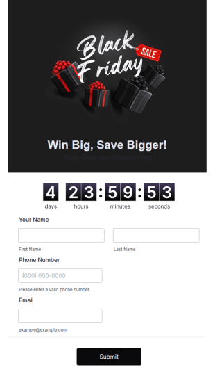Black Friday Giveaway Form Template