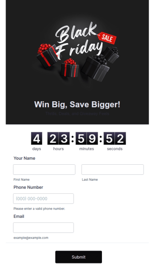 Black Friday Giveaway Form Template