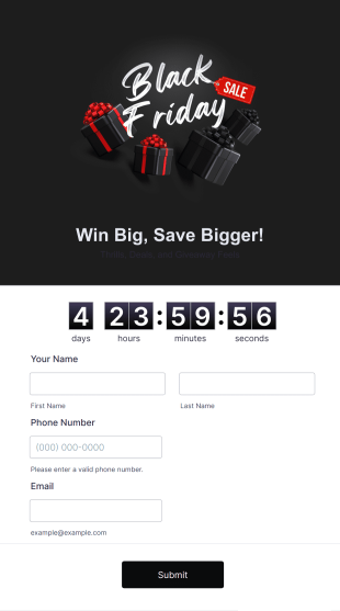 Black Friday Giveaway Form Template