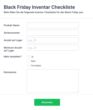 Black Friday Inventar Checkliste