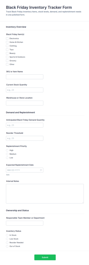 Black Friday Inventory Tracker Form Template