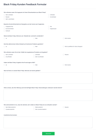 Black Friday Kunden Feedback Formular