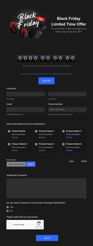 Black Friday Limited Time Offer Form Template