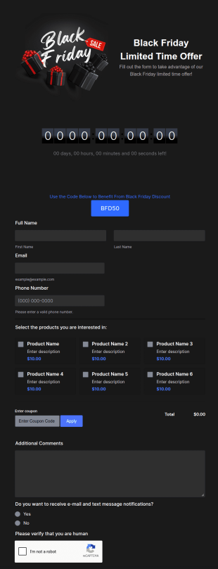Black Friday Limited Time Offer Form Template