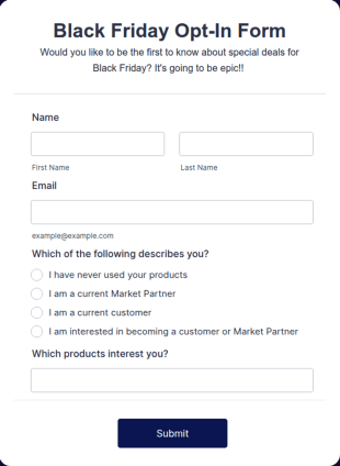 Black Friday Opt In Form Template