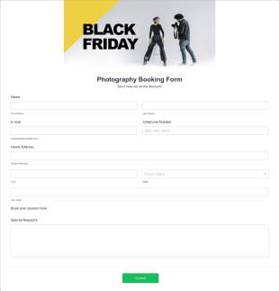 Black Friday Photography Booking Form Template
