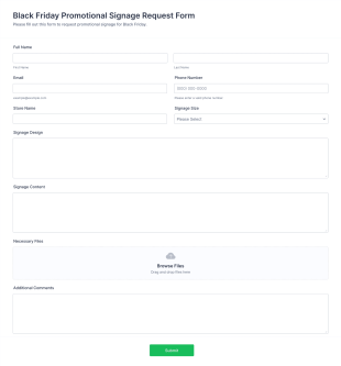 Black Friday Promotional Signage Request Form Template