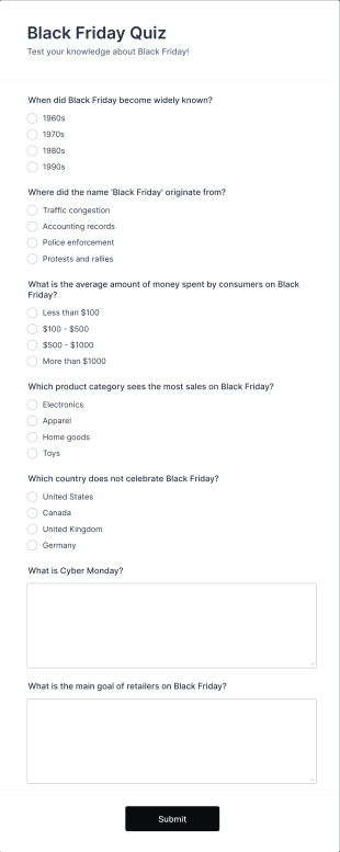 Black Friday Quiz Form Template