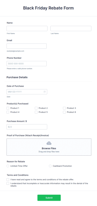 Black Friday Rebate Form Template