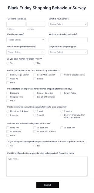 Black Friday Survey Form Template