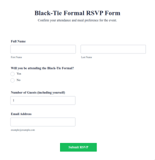 Black Tie Formal RSVP Form Template