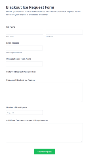 Blackout Ice Request Form Template