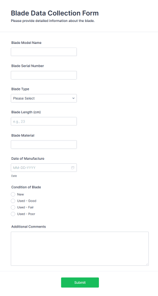 Blade Data Collection Form Form Template