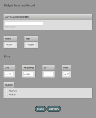 Peritoneal Dialysis Record Form Template