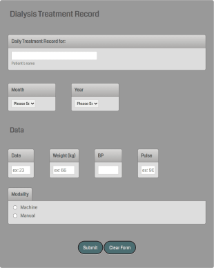 Peritoneal Dialysis Record Form Template