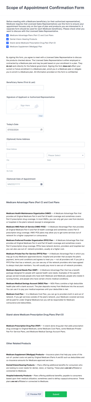 Blank Scope Of Appointment Form Template