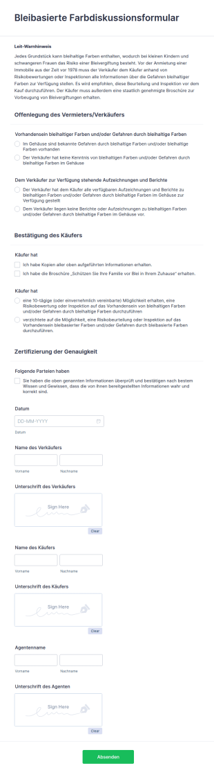 Bleibasierte Farbdiskussionsformular