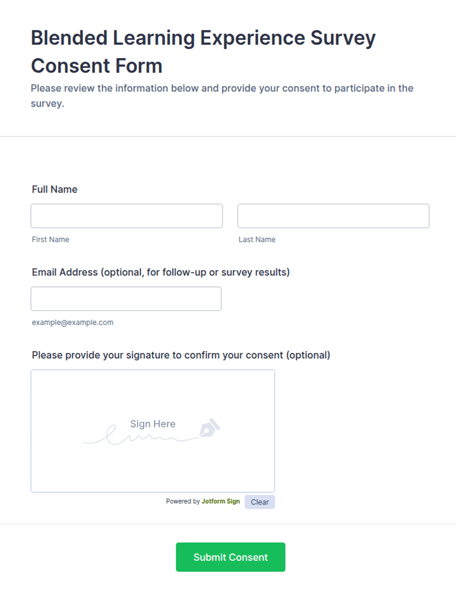 Blended Learning Experience Survey Consent Form Template | Jotform