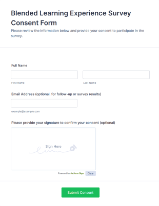 Blended Learning Experience Survey Consent Form Template