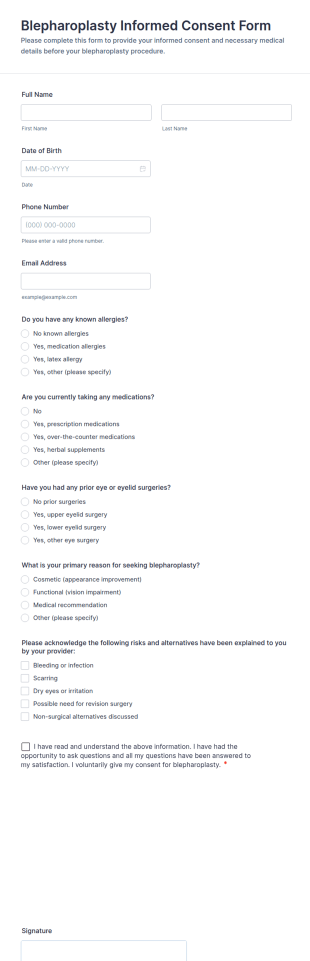 Blepharoplasty Informed Consent Form Template