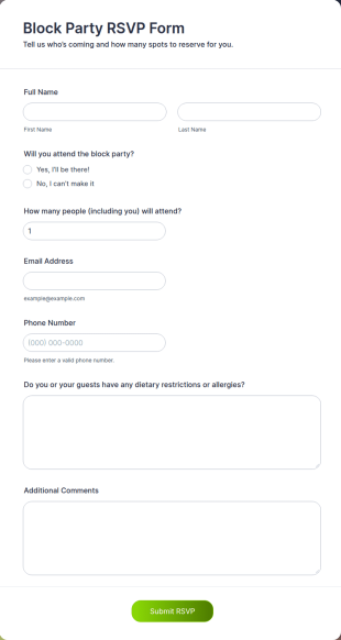 Block Party RSVP Form Template