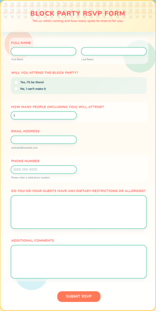 Block Party RSVP Form Template