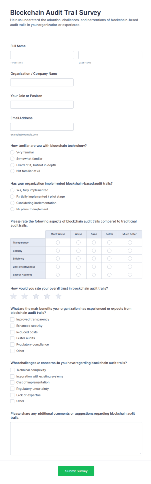 Blockchain Audit Trail Survey Form Template