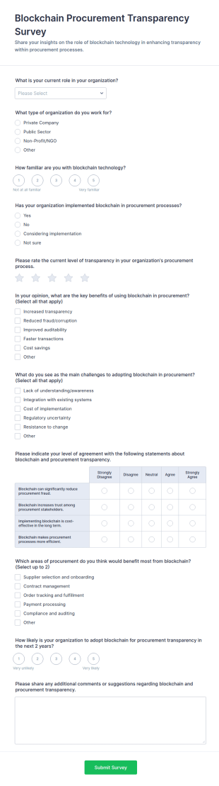 Blockchain Procurement Transparency Survey Form Template