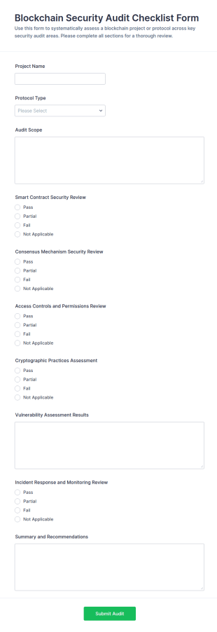 Blockchain Security Audit Checklist Form Template