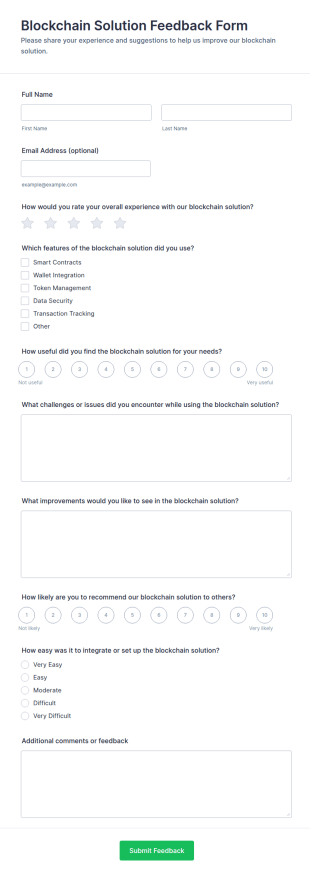 Blockchain Solution Feedback Form Template