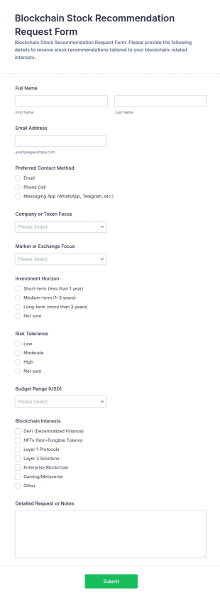 Blockchain Stock Recommendation Request Form Template
