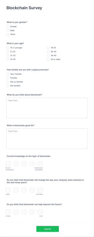 Blockchain Survey Form Template
