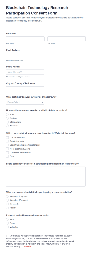 Blockchain Technology Research Participation Consent Form Template
