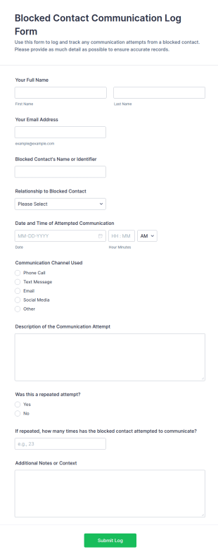 Blocked Contact Communication Log Form Template