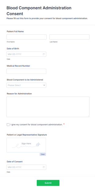 Blood Component Administration Consent Form Template