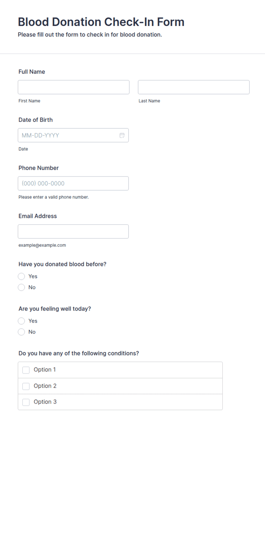 Blood Donation Check-In Form Template | Jotform