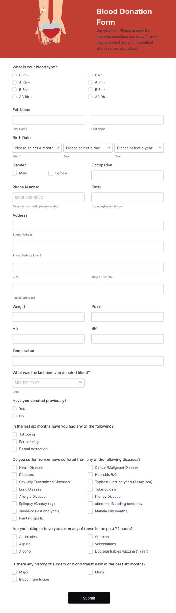 Blood Donation Form