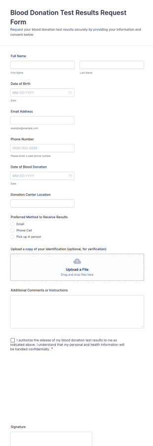 Blood Donation Test Results Request Form Template