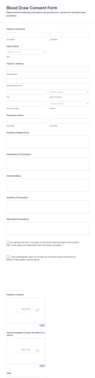 Blood Draw Consent Form Template