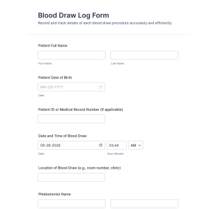 Blood Draw Log Form Template
