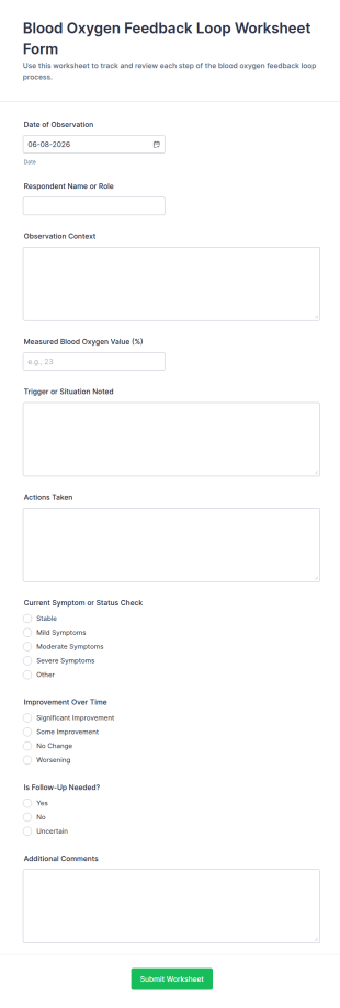 Blood Oxygen Feedback Loop Worksheet Form Template