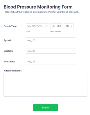 Blood Pressure Monitoring Form Template