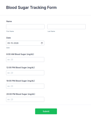 Blood Sugar Tracking Form Template