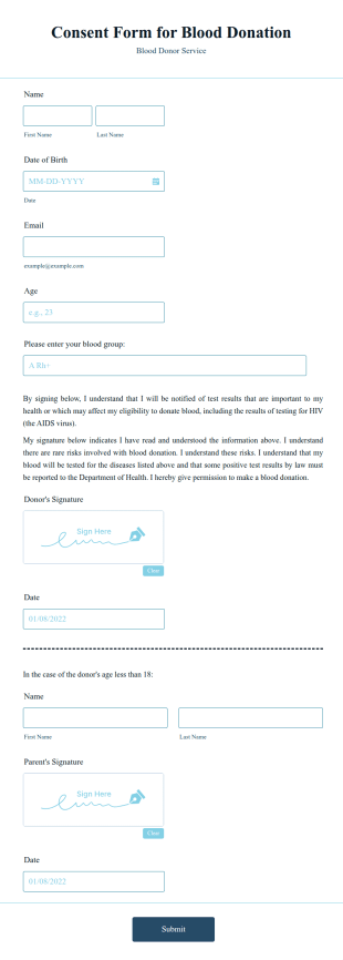 Blood Transfusion Consent Form Template